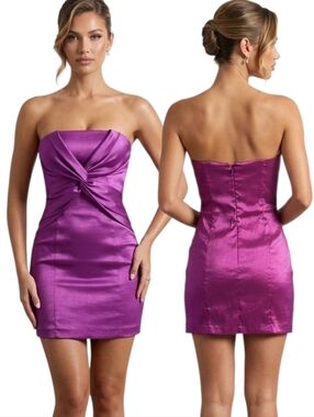 JESSICA MCCLINTOCK Taffeta Strapless Twist-front Mini Dress - Size 8